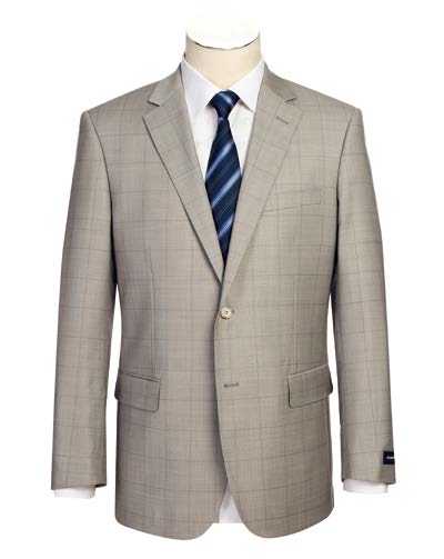 Beige Striped 100% Wool 2-Piece Suit | Classic Fit