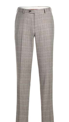 Beige & Brown Windowpane 2-Piece Suit | Slim Fit