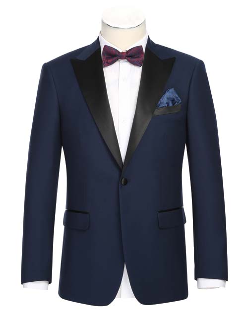 Navy Slim Fit Tuxedo w/ Satin Peak Lapel