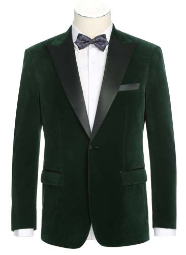 Velvet Slim Fit Tuxedo Jacket Green