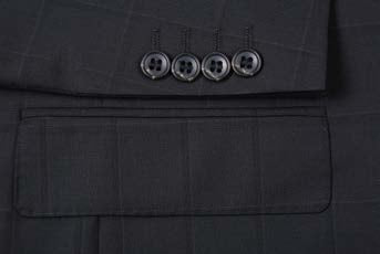 Black Plaid 100% Wool 2-Piece Suit | Slim Fit
