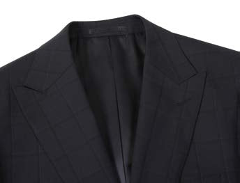 Black Plaid 100% Wool 2-Piece Suit | Slim Fit