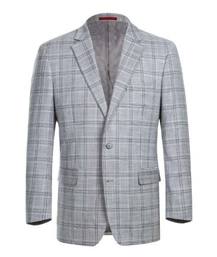 Light Gray & Blue Plaid 2-Piece Suit | Classic Fit
