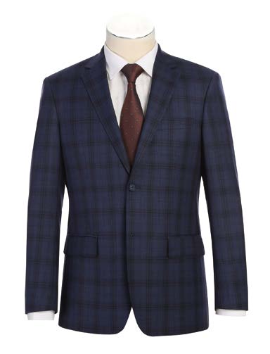 Dark Navy Plaid 2-Piece Suit | Slim Fit