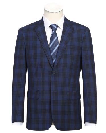 Blue & Black Plaid 2-Piece Suit | Slim Fit