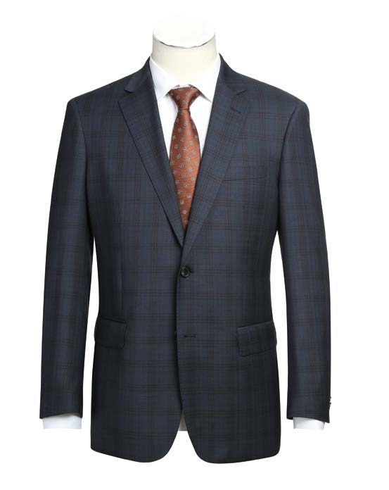 Navy Plaid 100% Wool 2-Piece Suit | Classic Fit
