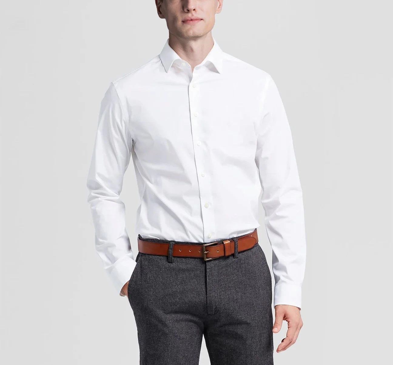 Spread Collar Dress Shirt White