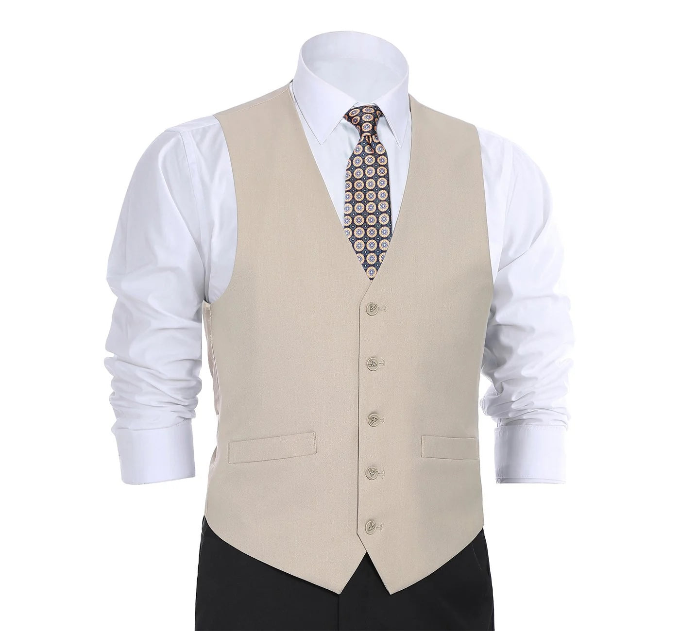 Beige Classic Suit Vest Separate