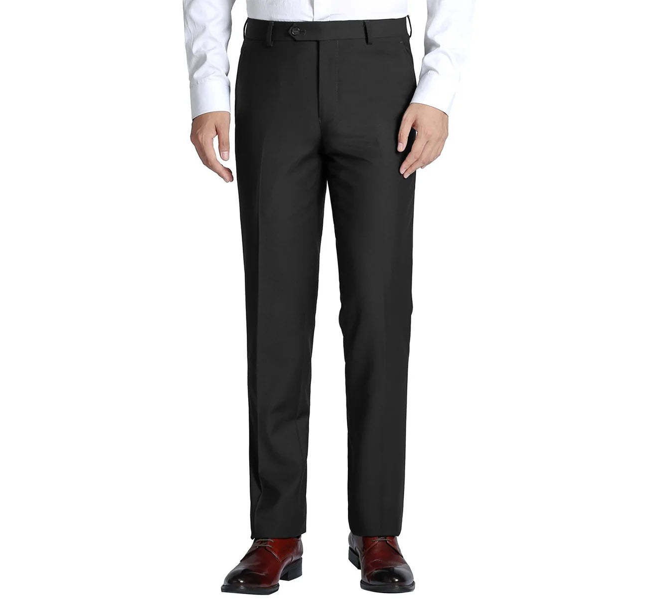 Wool Flat Front Suit Pant Black