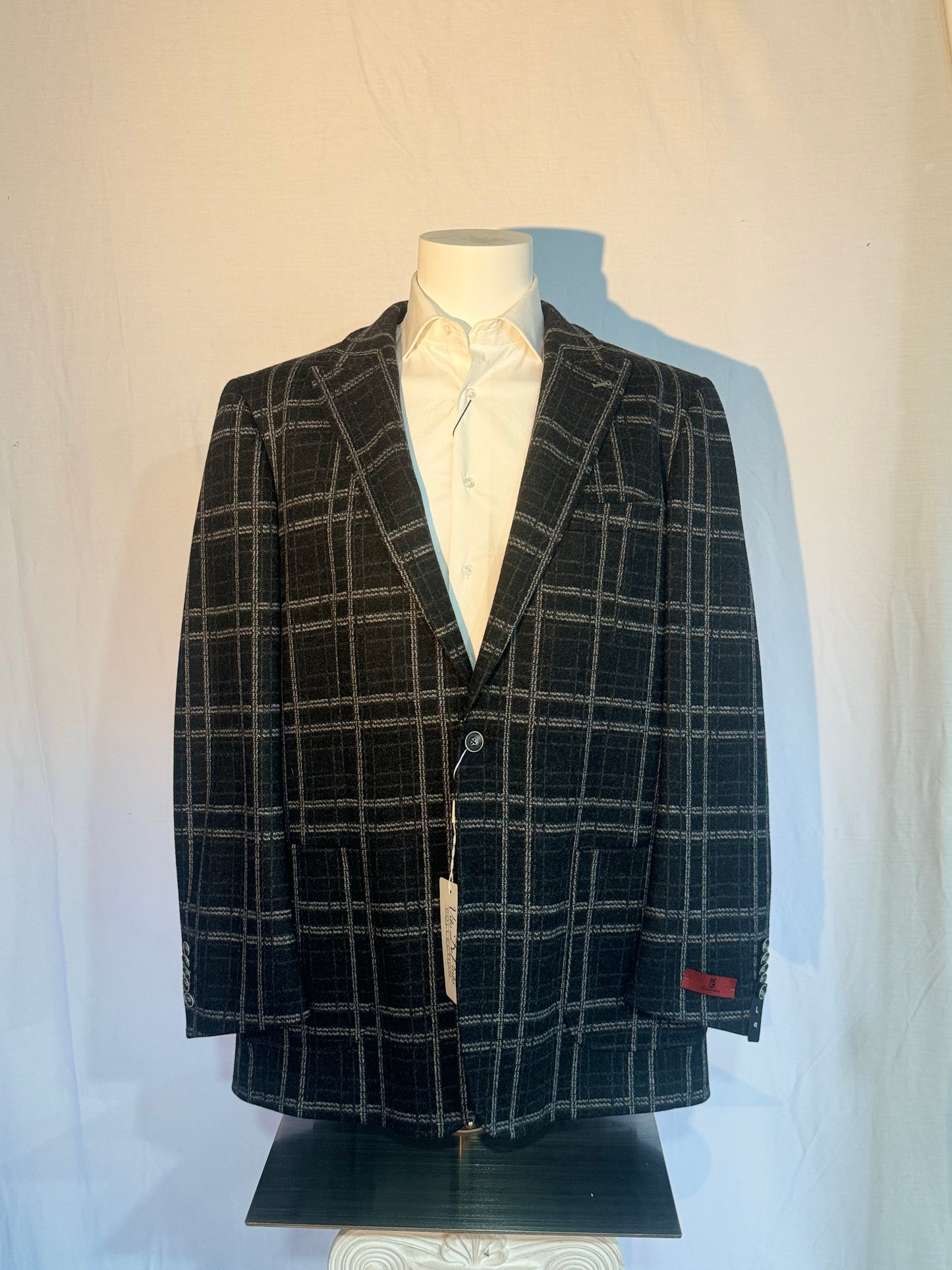 Black & Gray Plaid Sport Coat