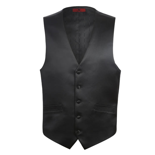 Black Satin Classic Suit Vest Separate