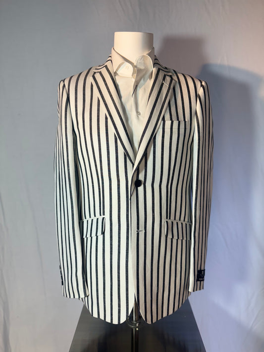 White & Black Striped Sport Coat