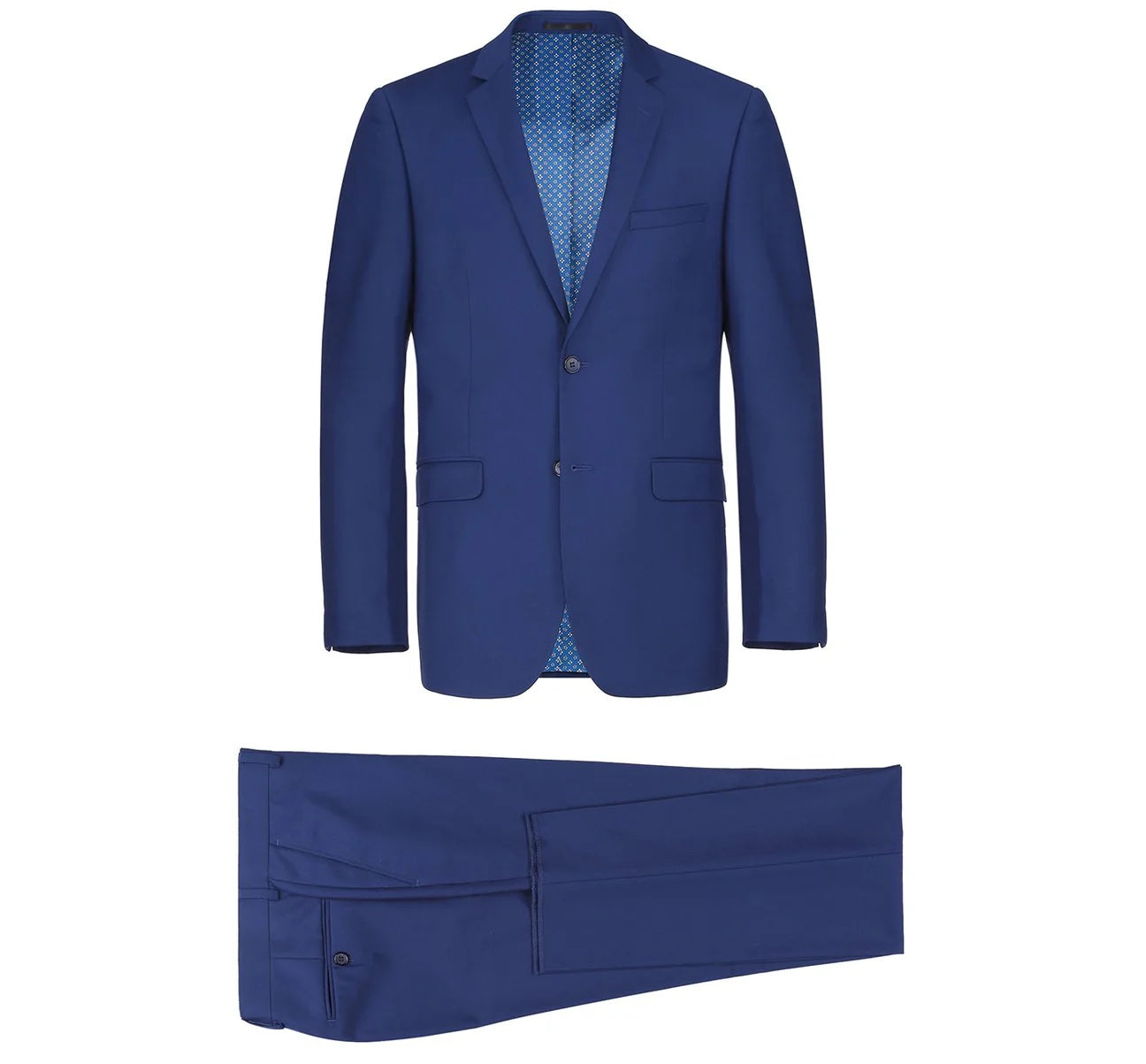 Blue 2-Piece Single Breasted Notch Lapel Suit