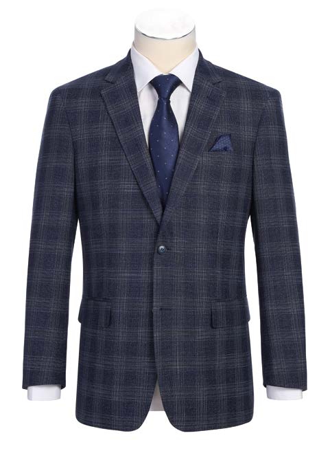 Classic Fit Sport Coat Dark Navy Plaid S/S 2025 | 294-46