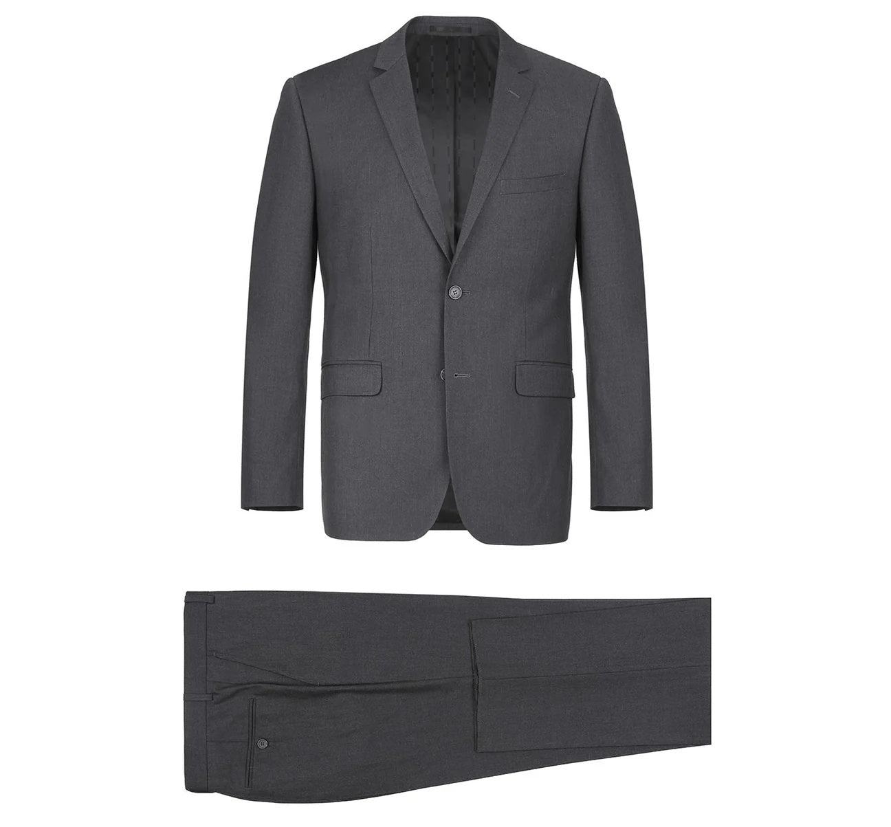 Dark Gray 2-Piece Single Breasted Notch Lapel Suit