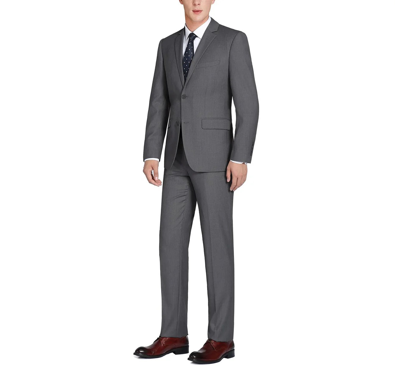 Dark Gray 2-Piece Single Breasted Notch Lapel Suit