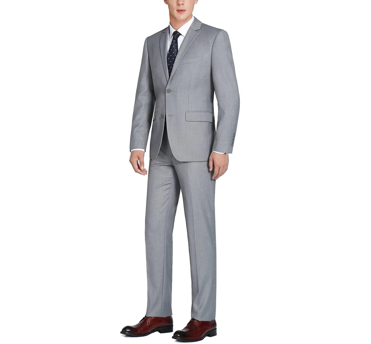 Light Gray 2-Piece Single Breasted Notch Lapel Suit