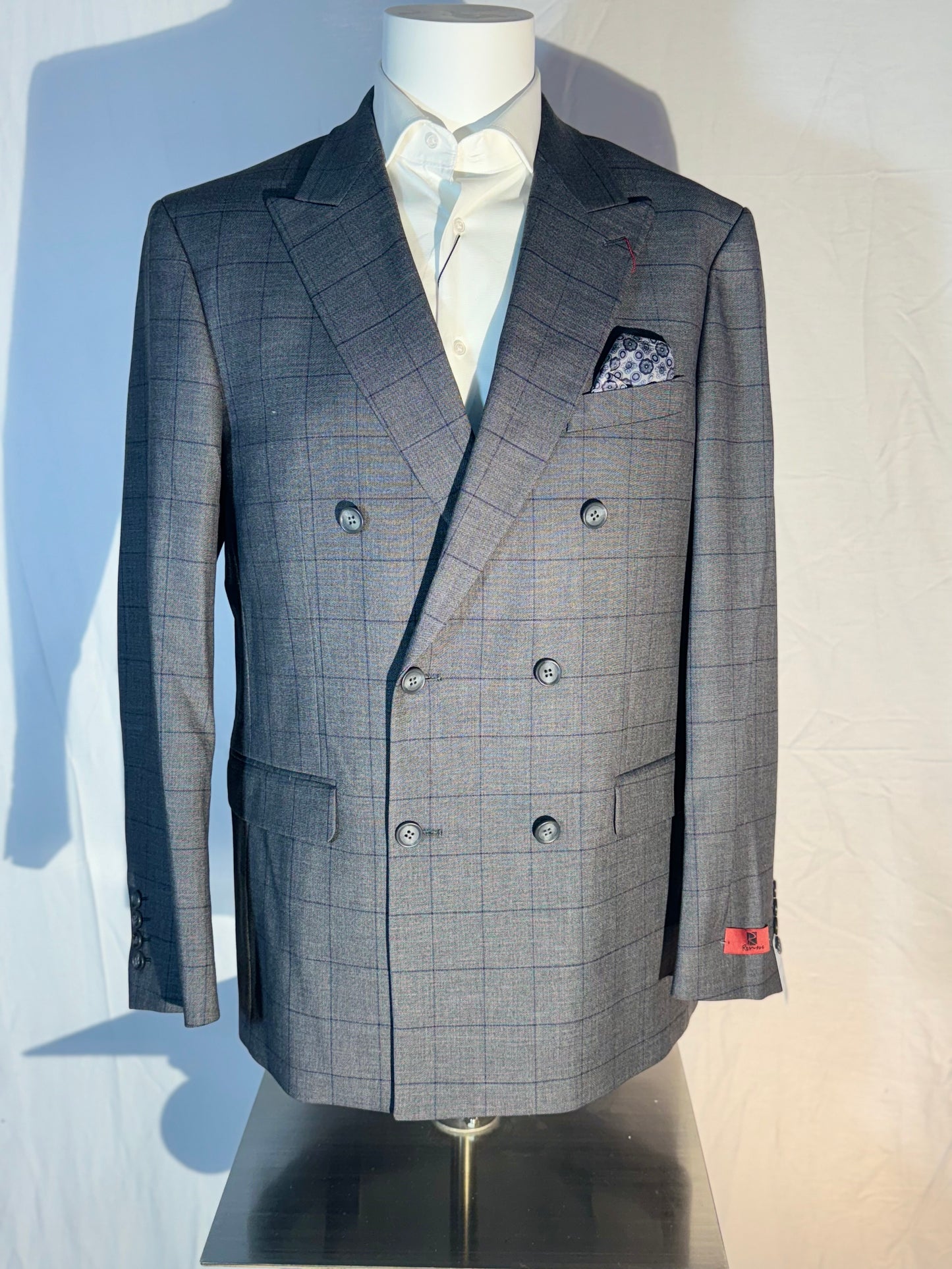 Napolean Double Breasted 2-Piece Gray & Blue Suit