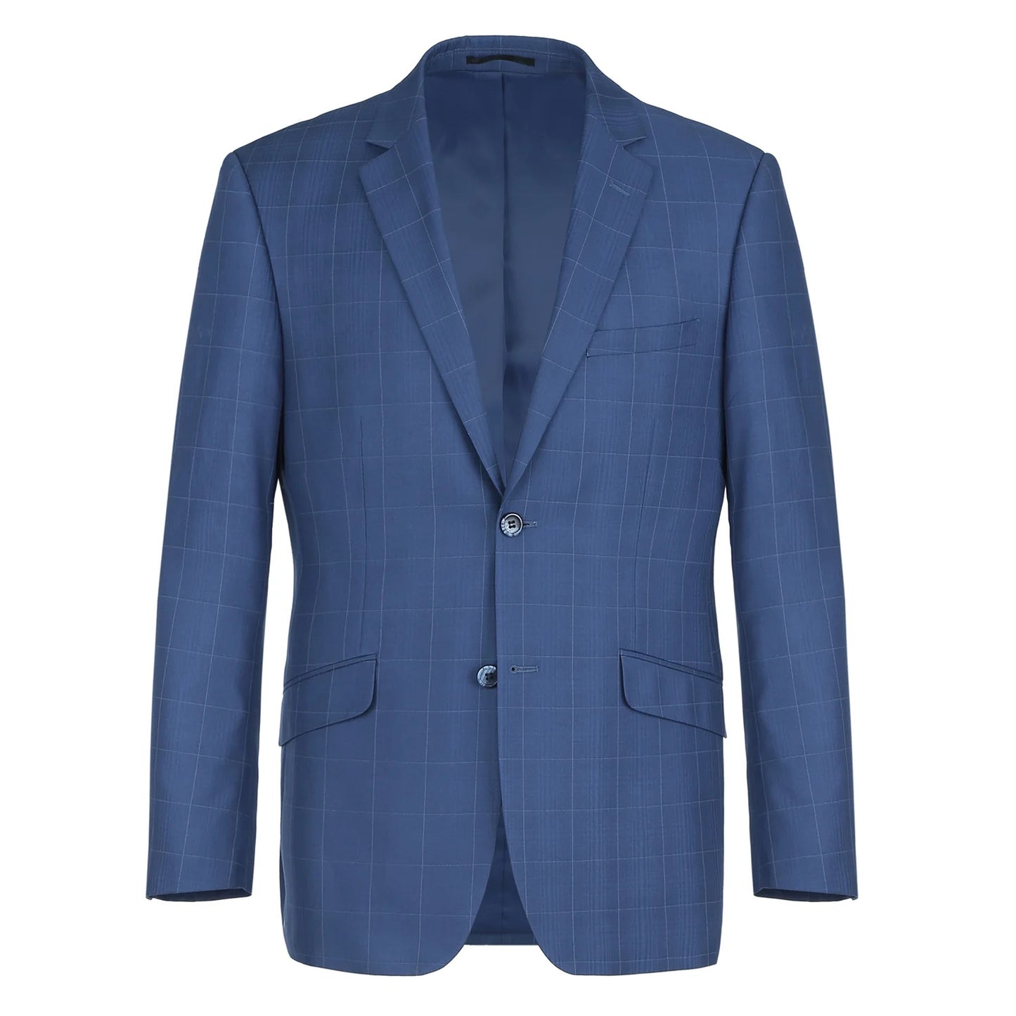 Navy 2-Piece Single Breasted Check Notch Lapel Suit