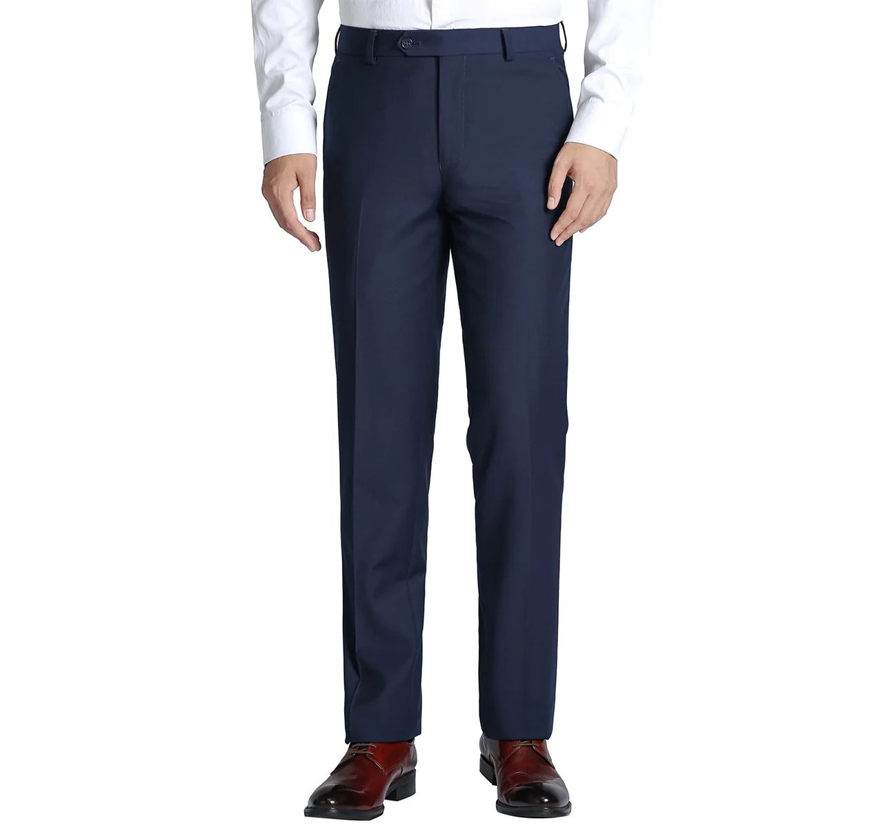 Wool Flat Front Suit Pant Navy