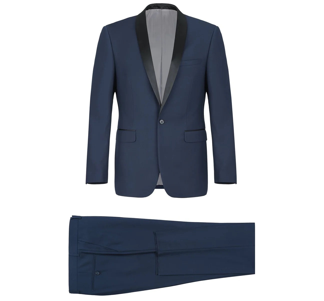 Slim Fit 2-Piece Shawl Lapel Tuxedo Suit Navy