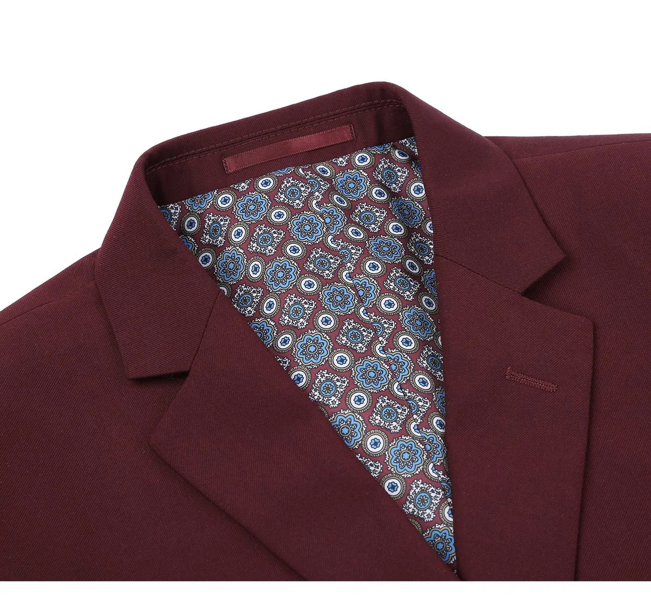 Burgundy 2-Piece Single Breasted Notch Lapel Suit