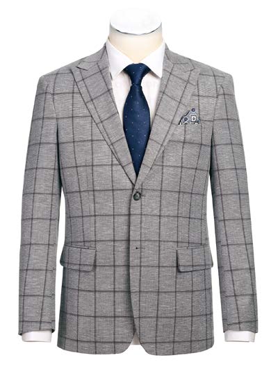 Slim Fit Sport Coat Light Gray Checkered S/S 2025 | 294-44