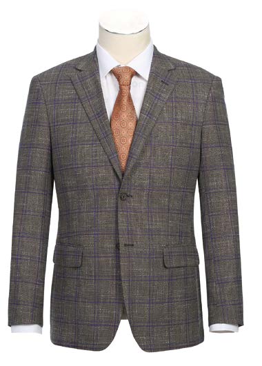 Slim Fit Sport Coat Brown and Blue Plaid S/S 2025 | 294-29