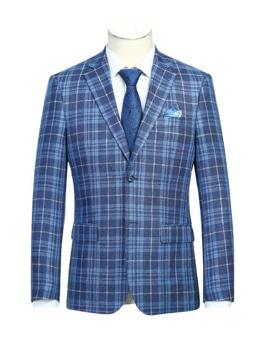 Slim Fit Sport Coat Blue & Blue Plaid S/S 2025 | 610-10