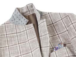 Slim Fit Sport Coat Beige & Brown Plaid S/S 2025 | 610-9