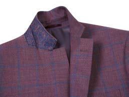 Slim Fit Sport Coat Red & Blue Checkered 100% Wool S/S 2025 | 565-17