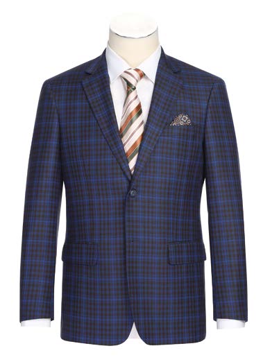 Slim Fit Sport Coat Blue & Black Plaid S/S 2025 | 294-49