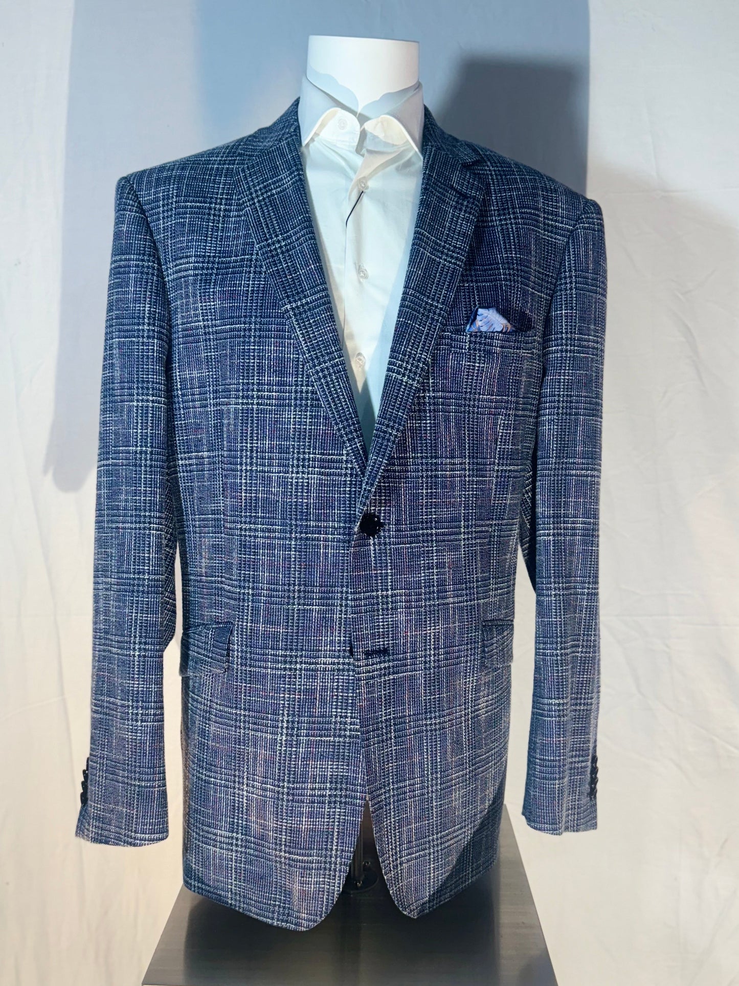 White & Blue Square Sport Coat