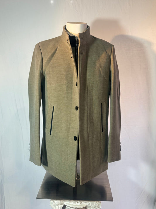 Beige Wool Three-Quarters Coat w/ vest