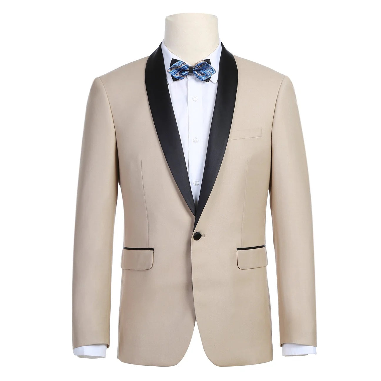 Slim Fit 2-Piece Shawl Lapel Tuxedo Suit Beige