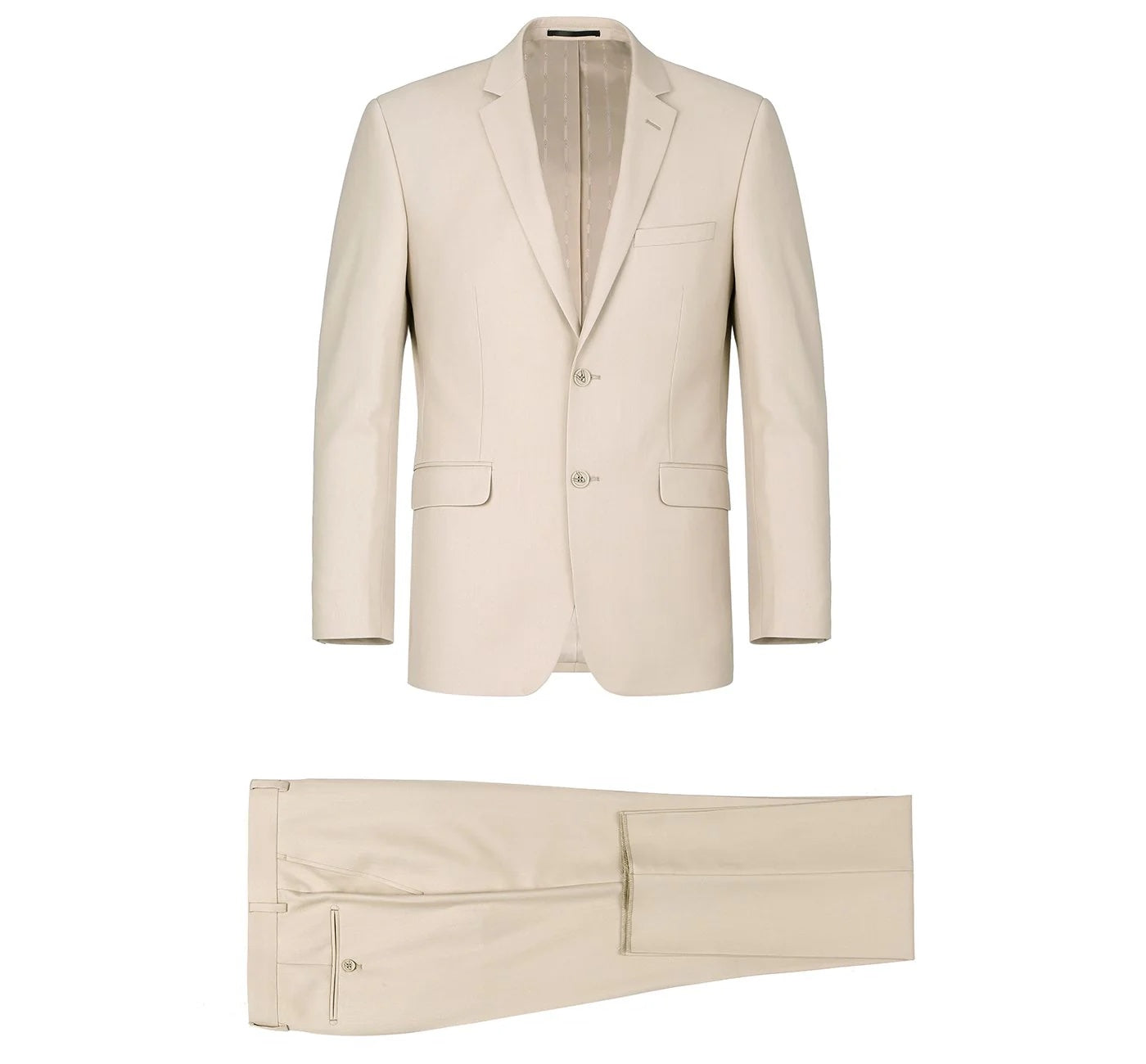 Beige 2-Piece Single Breasted Notch Lapel Suit