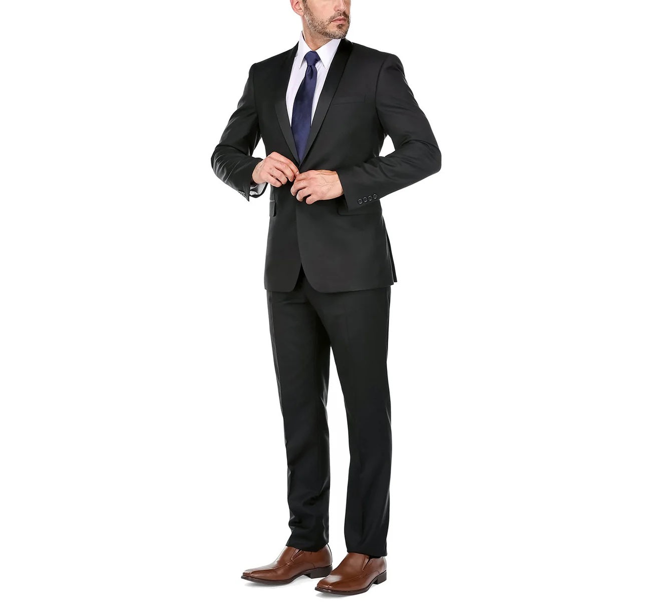 Slim Fit 2-Piece Shawl Lapel Tuxedo Suit Black