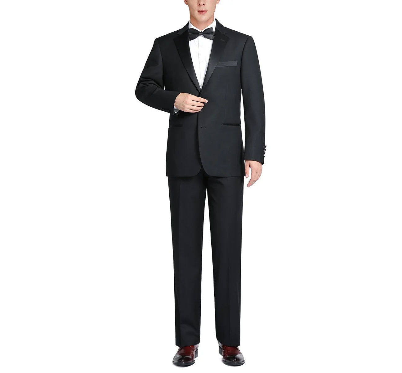 Black Satin Notched Lapel 2-Piece Tuxedo Suit