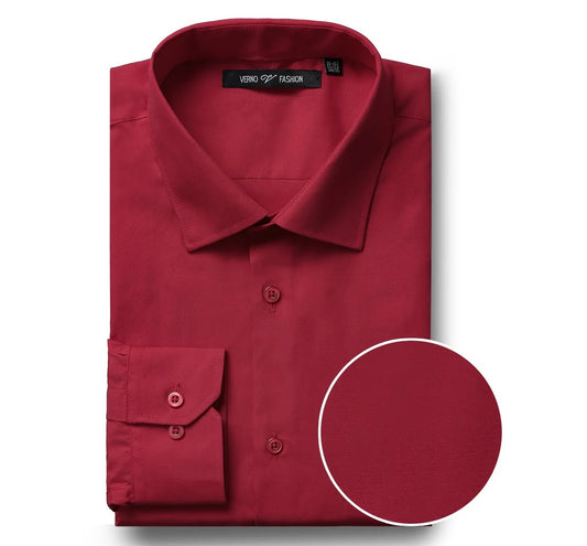 Spread Collar Dress Shirt Brick Red