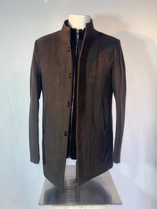 Brown Wool Three-Quarters Coat w/ vest