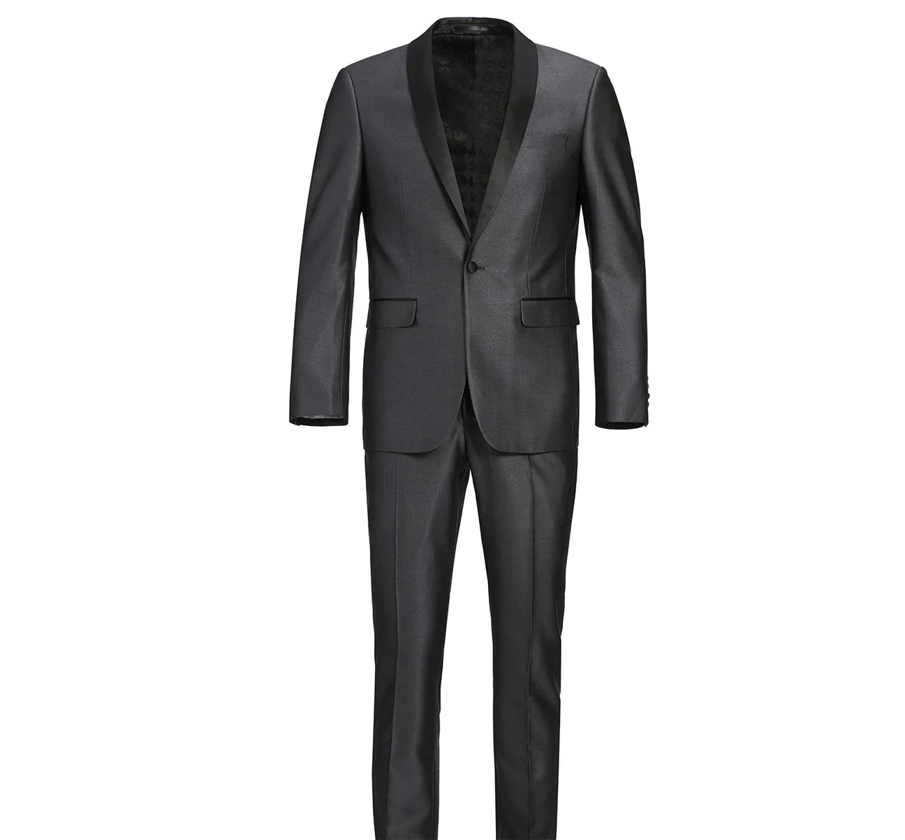 Slim Fit 2-Piece Shawl Lapel Tuxedo Suit Charcoal