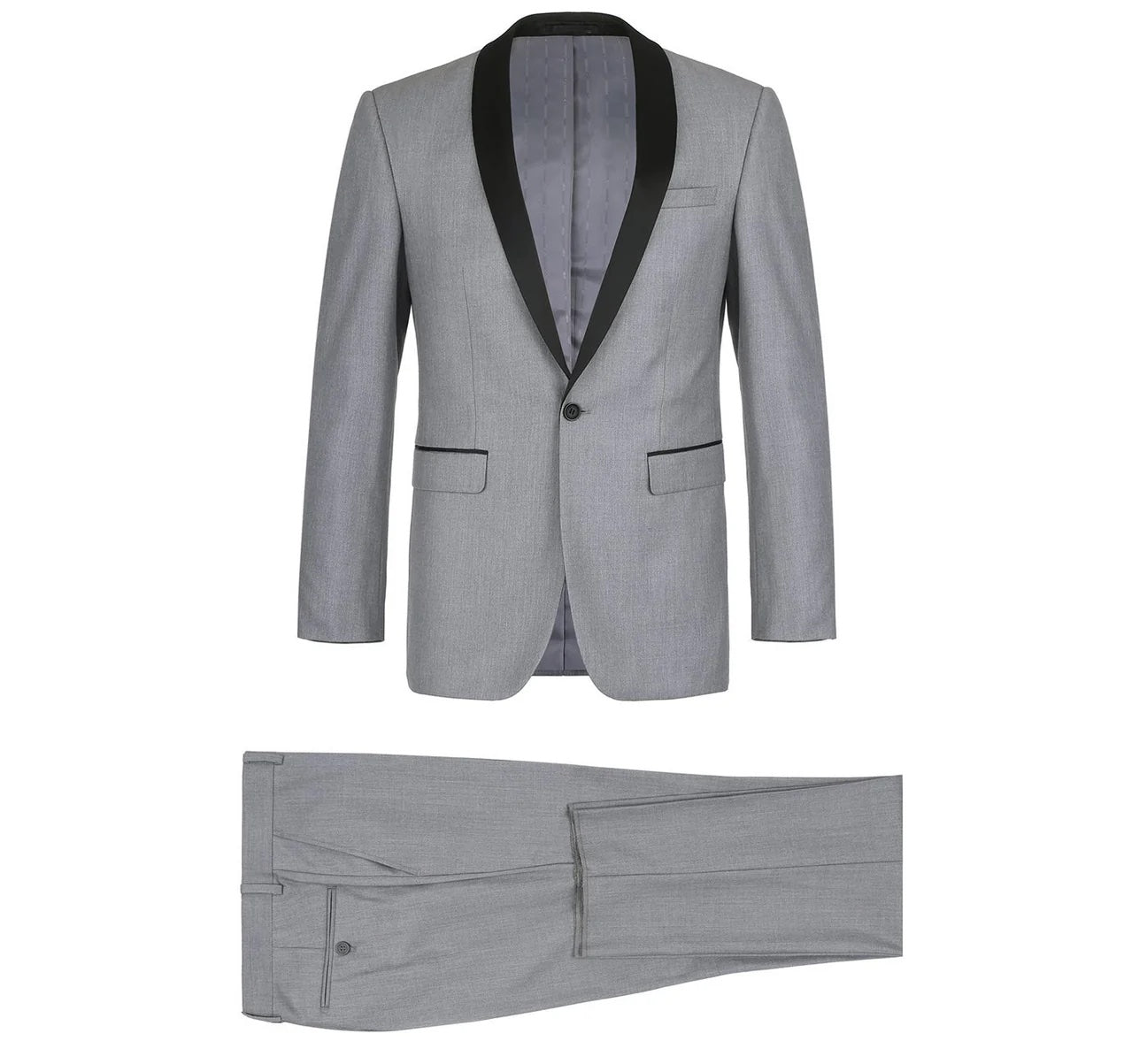 Slim Fit 2-Piece Shawl Lapel Tuxedo Suit Gray