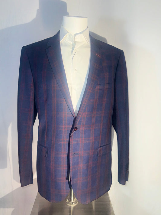 Cherry Red & Navy Checker Wool Suit