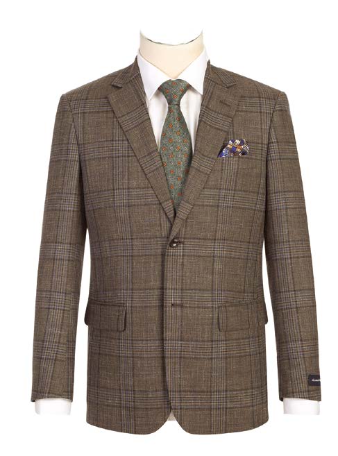 Slim Fit Sport Coat Brown Plaid S/S 2025 | 565-18